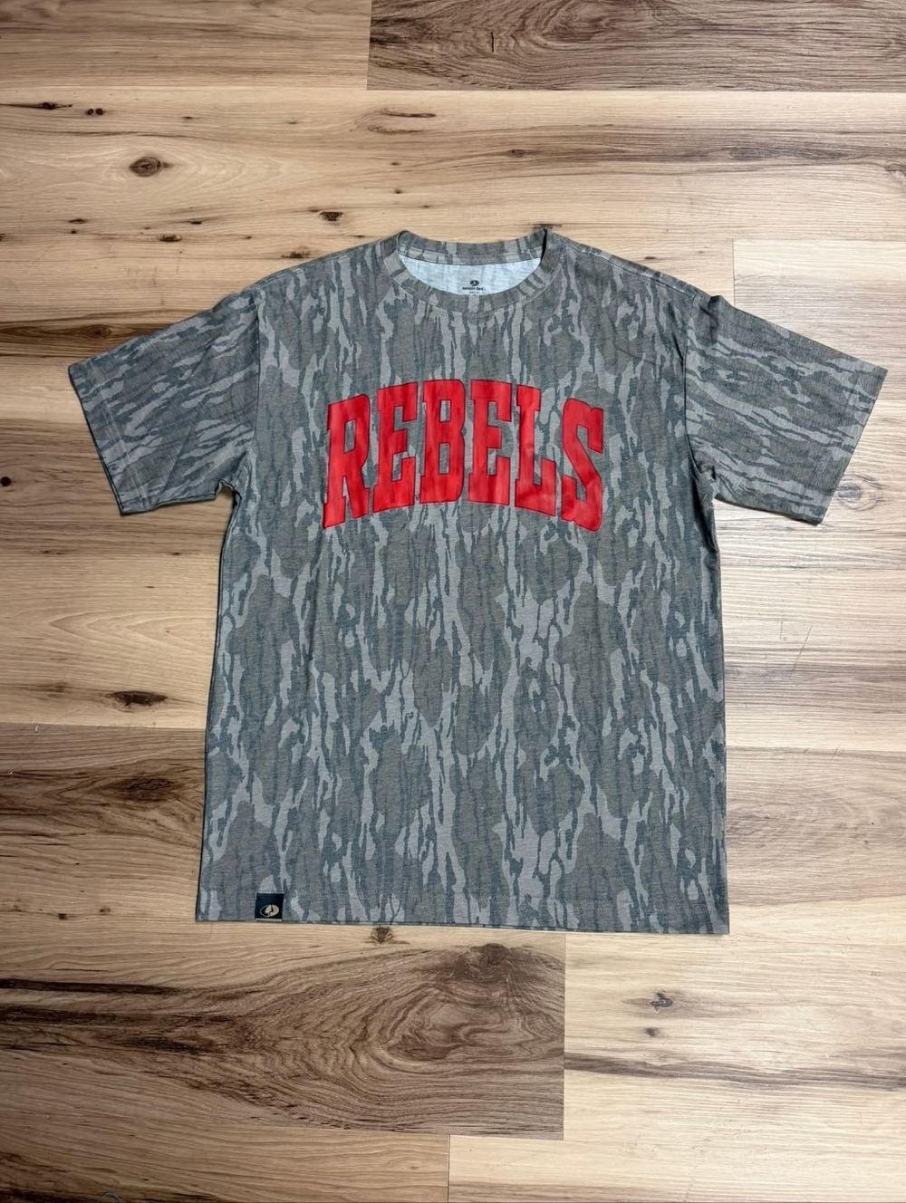 Mossy Oak Gray Camo Tee with Red REBELS Graphic